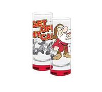 2-pc Set Disney Grumpy Dwarf Get Off My Case Red Colored Bottom Glass Tall Shot Glasses