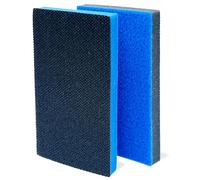 2 Pc Sponge Interface Pad set for Hand Block Sanders, 1x FIRM Foam and 1x Soft Foam, Size 125mm x 70mm, Universal Fit & Tough Hook & Loop Interface, No Extractor Holes for even abrasion