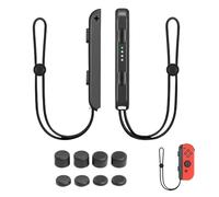 2 Pc Wrist Strap for Switch Joycon with 6 Joystick Thumb Grip Caps - Adjustable Elastic Controller Wristband, Hand Grip Replacement Accessories for Joy Con Controllers