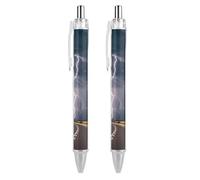 2 PCS 0.5mm Retractable Gel Pen Smooth Liquid Black Ink Highway Tornado Lightning Rollerball Pens with Ergonomic Comfort Grip Quick-Dry & Smudge-Free Refillable Office Writing Pens for Professionals