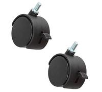 2 Pcs 1.15" Nylon Plastic Swivel Caster Wheels with Brake 360° M8 x 15mm Threaded Stem 40mm Diameter Perfect for Office Cabinets & Furniture Mobility