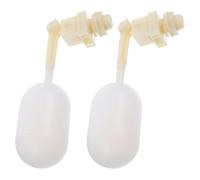 2 Pcs 1/2 Inch Plastic Water Float Valve with Adjustable Arm | Automatic Level Regulation, Float Ball Mechanism, Beige ABS Construction, Water Saving Design for Stock Tanks and PET Bowls