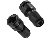 2 Pcs 1/2 Square Drive to 1/4 Hex Shank Socket Adapter Bit Adapter Wind Telescopic Sleeve Conversion Connector for Impact Driver Ratchet Wrench