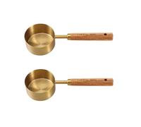 2 Pcs 1/4 Cup Coffee Scoop Stainless Steel Tablespoon Measuring Spoon Food Scoop Measuring Cup with Wooden Handle for Kitchen Measuring Tools (2 Oz. | 60 mL)
