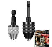 2 Pcs 1/4 Inch Keyless Drill Chuck Adaptor, Hex Shank Quick Change Converter