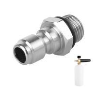 2 Pcs 1/4'' Quick Release Connector, 14mm Male Thread to 1/4 inch Quick Fitting for High Pressure Washer Snow Foam Lance Bottle Connecting Parts Stainless Steel Coupler (Silver)