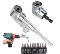 2 PCS 1/4Inch Right Angle Drill Adapter, 105 Degree 1/4 Right Angle Drill Attachment High-Carbon Steel Screwdriver Hex Shank Magnetic Socket Holder for Power Tool