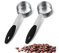 2 PCS 1/8 Cup Stainless Steel Measuring Scoops Coffee Measuring Scoop 30ML Small Coffee Scoop Measuring Cup with Black Silicone Handle Large Capacity and Comfortable Hand Feeling Tablespoon