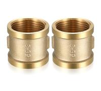 2 Pcs 1 Inch Brass Sleeve, 1" Female BSP Threaded Brass Connector, Reducing Coupling Connector Fittings for Pipes Heating System