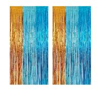 2 Pcs 1 x 2m Blue Dog Foil Fringe Curtains Glitter Tinsel Curtain Metallic Party Streamers Orange Blue Streamer Backdrop Birthday Backdrop Curtains Decorative Photo Backdrop Multi 1