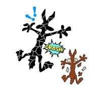 2 Pcs 10" 6.1" Reflective Scratch and Dent Fix Car Sticker, Funny Cartoon Coyote Splash Into Pieces, Bumper Stickers for Jeep, Truck, Motorcycle, Laptop, Skateboard, Window Decals Band-Aid Stickers