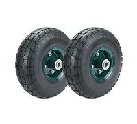 2 Pcs 10" Flat Free Tires Solid Pneumatic Tires Wheels, 4.10/3.50-4 Air Less Tires with 5/8 Center Bearings, for Wheelbarrow/Trolley Dolly/Garden Wagon Carts/Hand Truck/Wheel Barrel/Lawn Mower, 2 Pack