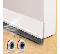 2 PCS 100 × 5 cm Self-adhesive white door brush seal, door bottom seal brush draught excluder, trimmable door brush, bottom seal with brush for insect protection, cold protection, dust protection
