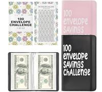 2 Pcs 100 Days Money Saving Challenge Coin Envelope Budgetstorage Book, Money Saving Binder, Easy and Fun Way to Save $10,000 or $5,050, Money Saving Challenge with Family, Friends (Black&Pink)
