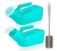 2 Pcs 1000ml Urine Bottles for Men, Portable Men Urinal Bottle Bed Bottle for Male Urine Catcher Bottle with Screw Cap for Travel Emergency Bed Camping with 1 x Cleaning Brush
