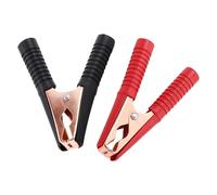 2 PCS 100A Jump Lead Clamps, Heavy Duty Crocodile Clips Pure Copper Alligator Clips for Car Battery, Electrical Projects, Red and Black Clamps, Insulated Handles, 90mm Long, Ideal for Cars Truck Ship