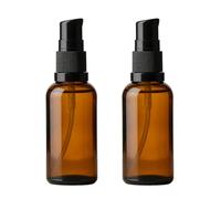 2 Pcs 100ml 3.4oz Amber Glass Travel Bottles with Black Lotion Pumps Leakproof Pump Press Bottles Lotion Soap Dispenser Cream Cosmetics Containers Jar for Toiletries