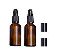 2 Pcs 100ml 3.4oz Amber Glass Travel Pump Bottles Cosmetic Cream Lotion Pump Bottle Soap Dispenser Cosmetic Container Jar for Toiletries Makeup Liquid Essential Oil