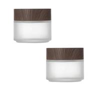 2 Pcs 100ml 3.4oz Round Frosted Glass Cream Jar Travel Containers Pot Straight Sided Storage Cosmetic Jars Containers with Inner Liners and Wood Grain appearance Lids for Cream Lotion Butter Spice