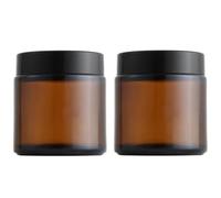 2 Pcs 100ml 3.5oz Amber Round Glass Jars with Inner Liners and Black Lids Leakproof Cosmetic Containers Makeup Storage Jars Travel Jars for Candle Making Food Storage Makeup Storage