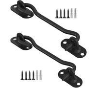 2 Pcs 100mm Cabin Hook and Eye Latch Black, Stainless Steel, Heavy Duty, Gate Hook Latch Lock for Garage,Door, Shed, Window (4Inch)
