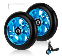 2 PCS 100mm Replacement Stunt Scooter Wheels, Blue Scooter Wheels with ABEC-9 Bearings, Hardness 88A PU Wheel for Most Stunt Scooters and Kick Scooters
