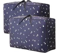 2 Pcs 105L Storage Bag, Thicken Oxford Cloth Moving Bag With Zips King Size, with Handles, Moisture Proof No-Smell Waterproof Odourless Laundry Bags For Duvet Quilt Bedding Pillows