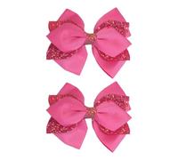 2 Pcs 10cm Glitter Sequin Hair Bows Sparkly Bow Hair Clips Big Hair Bow Alligator Clips Shiny Bow Hair Barrettes Ribbon Bow Hairpins Bowknot Hair Accessories for Toddler Kids Hot Pink