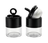 2 PCS 10g/0.34oz Empty Loose Powder Case with Sponge Powder Puff Reusable Plastic Loose Powder Container DIY Makeup Powder Jars Portable Cosmetic Storage Black