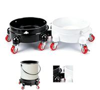 2 Pcs 11 Inch Bucket Dolly, Removable Rolling Bucket Dolly, Bucket Dolly 5 Gallon Car, with 5 Heavy Duty Wheel Casters, 360°Rolling, Connectable, for Car Wash & Auto Detailing, Bearing 300lb, Black