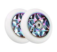 2 Pcs 110mm Scooter Wheels - Colorful PU Thick Stunt Car Wheel With Bearings (White)