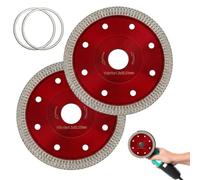 2 Pcs 115mm Diamond Cutting Discs for Angle Grinde Super Thin Turbo Disk for Angle Grinder Fast & Clean Cut on Porcelain, Granite, Marble Ceramics Tiles Granite Marble Ceramics Concrete