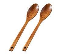 2 Pcs 12 Inch Large Wood Cooking Spoons Wooden Salad Mixing Spoons Long Handle Soup Stirring Spoons Heavy Duty Serving Spoons Kitchen Baking Spoons Utensils for Home Restaurant