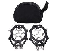 2 Pcs 12 Tooth Stainless Steel Crampons, Anti Slip Snow Shoe Covers for Hiking Boots, Thickened Manganese Steel Claws with Elastic Strap for Mountaineering and Ice Walking (M)