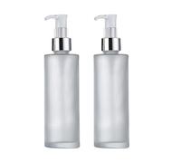 2 Pcs 120ml Frosted Glass Travel Bottles Leak Proof Pump Dispenser for Lotion Shampoo Soap Essential Oil Blends Cosmetic Containers White Cap