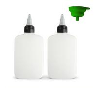 2 Pcs 120ml Squeezy Bottles with Nozzles, Oil Squeeze Bottle with Nozzle, Plastic Condiment BottlesEmpty Sauce Squeeze Bottles for Kitchen Soy Sauce Vinegar Syrup Ketchup Oil Dispenser, with Funnel