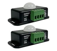 2 Pcs 12V/24V PIR Motion Sensor, PIR Sensor with Timer Infrared for LED Strips, Controller Dimmer Switch with Motion Detection, Automatic Controller for LED Light Strips, Adjustable Delay Time, Black
