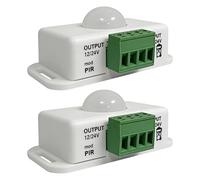 2 Pcs 12V/24V PIR Motion Sensor, Small PIR with Timer, Sensor Indoor for LED Strips Infrared, Controller Dimmer Switch with Motion Detection, Automatic Controller for LED Light Strips White