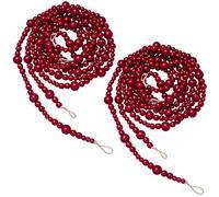 2 Pcs 13.6 Feet Wooden Beads Garland for Tier Tray Rustic Farmhouse Country Decor Prayer Boho Beads Back to School Wall Hanging Garland for Wedding Classroom Decor(Red)