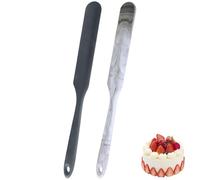 2 Pcs 13 Inch Silicone Jar Spatulas, Non-Stick Heat Resistant Cake Cream Spatulas Set, Large Cake Cream Butter Spatulas for Jars, Blender, Cooking Baking (Dark grey and Marble)