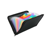 2 Pcs 13 Pocket Receipt Coupon Organiser Wallet Small Expandable File Folder Accordion for Home Office(Black Rainbow)