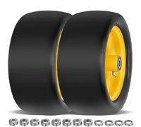 2 Pcs 13x6.50-6 Lawn Mower Tires Flat Free with 3/4" 1/2" 5/8" Chrome Steel Bearings, 13x6.50-6 Zero Turn Mower Front Tires, 13x6.5-6 Flat Free Lawn Tires for Commercial Grade, 5.5"-7.5" Centered Hub