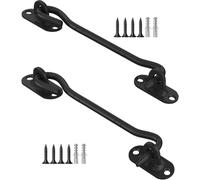 2 Pcs 150mm Cabin Hook and Eye Latch Black, Stainless Steel,Heavy Duty,Gate Hook Latch Lock for Garage,Door, Shed, Window(6Inch)
