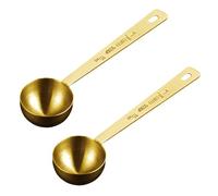 2 Pcs 15ml Gold Coffee Scoop for Ground Coffees,Stainless Steel Coffee Spoon Measure,15ml Precision Tablespoon Measure,Table Spoon Measuring Scoop for Milk Powder,Fruit Powder,Flour and More