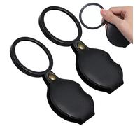 2 Pcs 15X Pocket Magnifier, Folding Magnifying Glass with Rotating Protective Case, Mini Portable Small Magnifying Glass for Reading, Inspection & Exploration (Black)