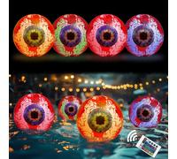 2 Pcs 16 Inch Inflatable Eyeballs Halloween Decorations Garden Props Bloodshot Horror Lights Up Bloodshot Eyeball Waterproof Blow-Up Halloween Decoration for Pool,Garden,Yard,Lawn Decor (Red-2 Pcs)