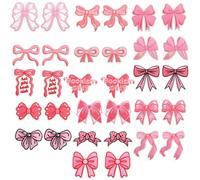 2 Pcs 16-Piece Bow Embroidered Patch Set, Pink Ribbon Applique Patches, Sew On and Iron On Patches for Clothing Repair, DIY Decoration
