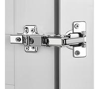 (2 Pcs) 165 Degree Hinged Soft Close, Clip On, Cam Adjustment, Zero Protrusion for Corner Cabinets, Closets and Pantry. Mounting Plate for face Frame (Including Screws)