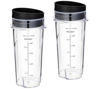 2 Pcs 16Oz Replacement Cups ，Compatible for Ninja ，QB3001SS Fit Compact Personal Blender, with Lids