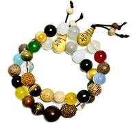 2 Pcs 18 Beads Bracelets Chinese Hangzhou Lingyin Temple Style: Classical Buddhist Amulets for Blessings, Protection, Prosperity, and Good Fortune - Multi-Treasure Crafted from 18 Types of Bodhi,